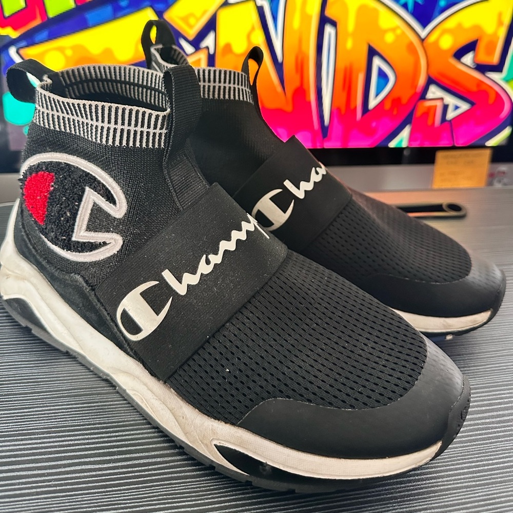 Champion 2020 Rally Pro Black Men’s Size US9 Pull On High Top Oversize Logo - GC